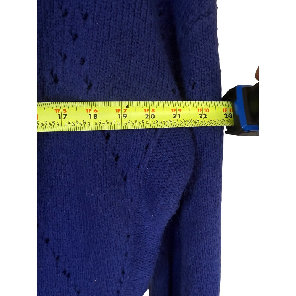 For Love & Lemons Blue Pointelle Knit Diamond Sweater Crew Neck Small - Picture 6 of 6